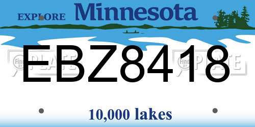 EBZ8418 Minnesota License Plate