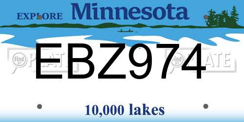 EBZ974 Minnesota License Plate
