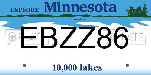 EBZZ86 Minnesota License Plate