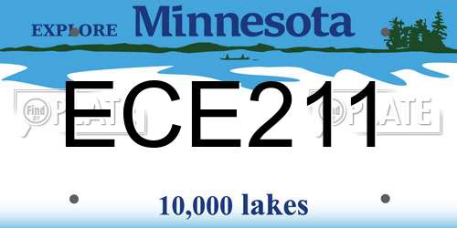 ECE211 Minnesota License Plate