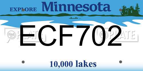 ECF702 Minnesota License Plate