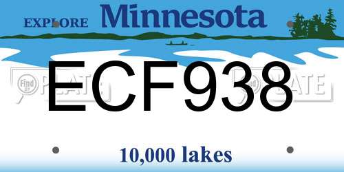 ECF938 Minnesota License Plate