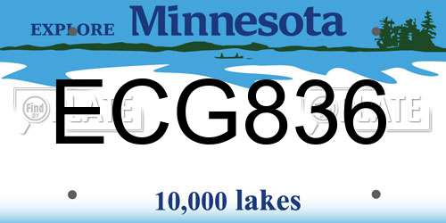 ECG836 Minnesota License Plate