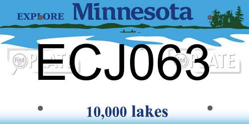 ECJ063 Minnesota License Plate