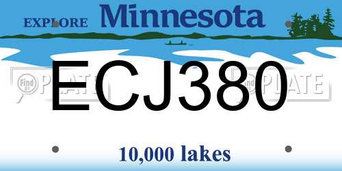 ECJ380 Minnesota License Plate