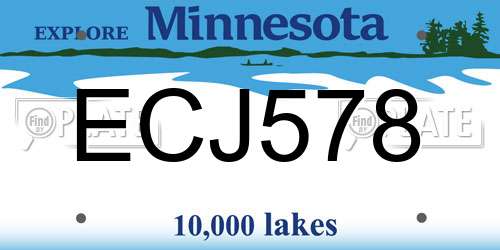ECJ578 Minnesota License Plate