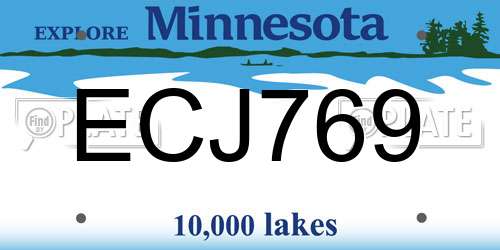 ECJ769 Minnesota License Plate
