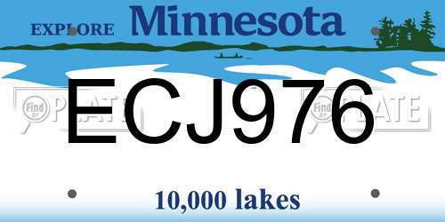 ECJ976 Minnesota License Plate