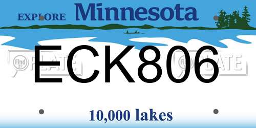 ECK806 Minnesota License Plate