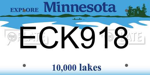 ECK918 Minnesota License Plate