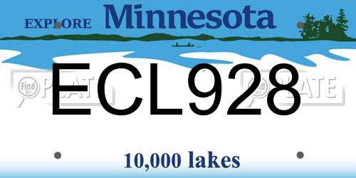 ECL928 Minnesota License Plate