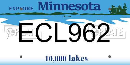 ECL962 Minnesota License Plate