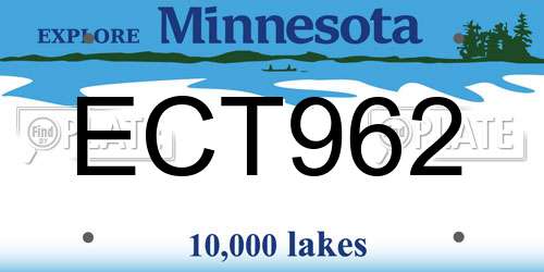 ECT962 Minnesota License Plate