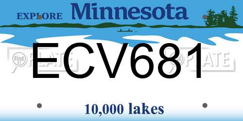 ECV681 Minnesota License Plate