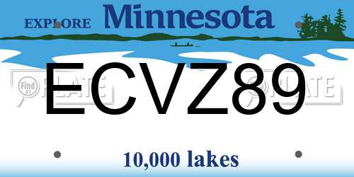 ECVZ89 Minnesota License Plate