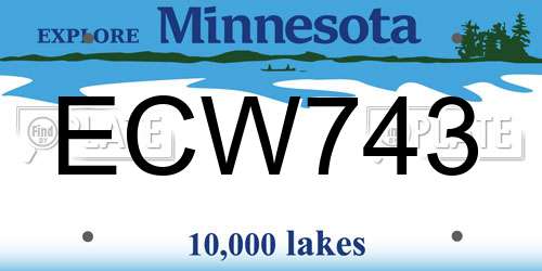 ECW743 Minnesota License Plate