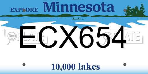 ECX654 Minnesota License Plate