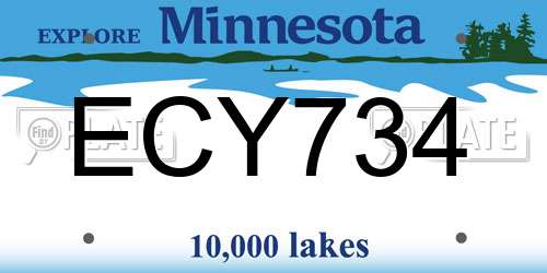 ECY734 Minnesota License Plate