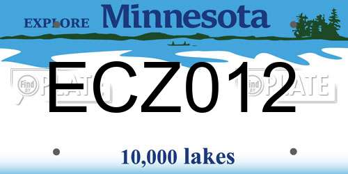 ECZ012 Minnesota License Plate