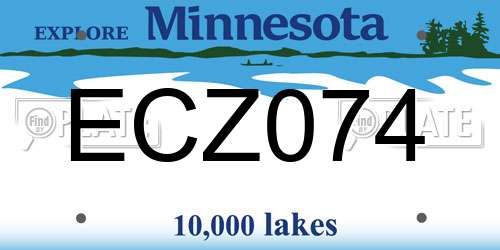ECZ074 Minnesota License Plate