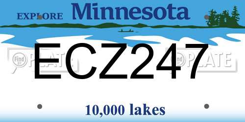 ECZ247 Minnesota License Plate