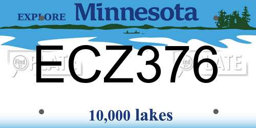 ECZ376 Minnesota License Plate