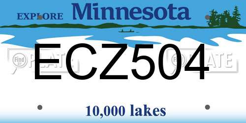ECZ504 Minnesota License Plate