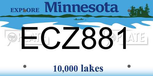 ECZ881 Minnesota License Plate