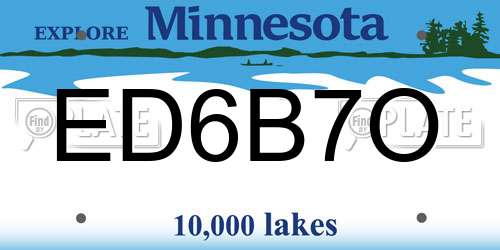 ED6B7O Minnesota License Plate
