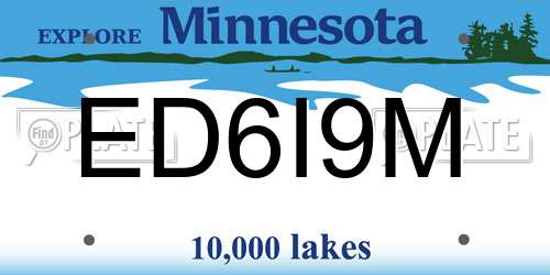 ED6I9M Minnesota License Plate