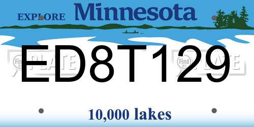 ED8T129 Minnesota License Plate