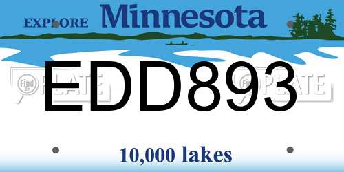 EDD893 Minnesota License Plate