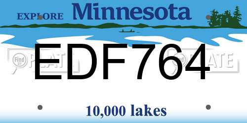 EDF764 Minnesota License Plate