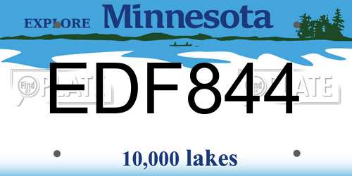 EDF844 Minnesota License Plate