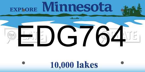 EDG764 Minnesota License Plate