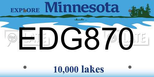 EDG870 Minnesota License Plate