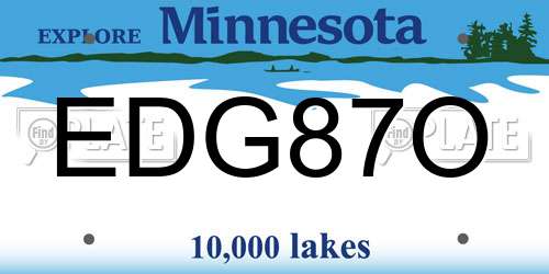 EDG87O Minnesota License Plate