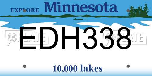 EDH338 Minnesota License Plate