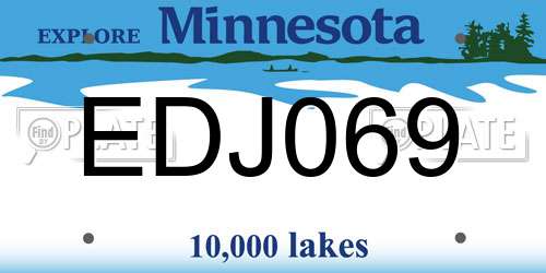 EDJ069 Minnesota License Plate
