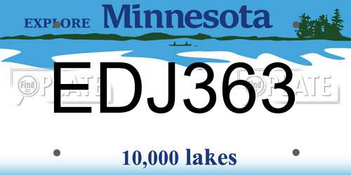 EDJ363 Minnesota License Plate