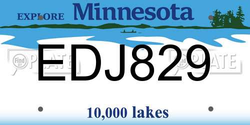 EDJ829 Minnesota License Plate