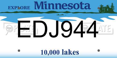 EDJ944 Minnesota License Plate