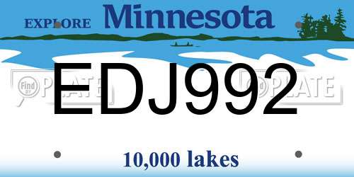 EDJ992 Minnesota License Plate