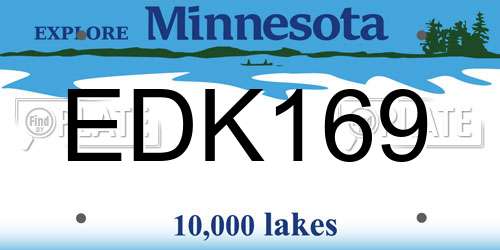 EDK169 Minnesota License Plate