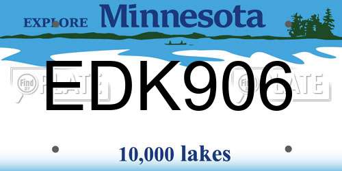 EDK906 Minnesota License Plate