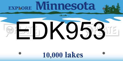 EDK953 Minnesota License Plate