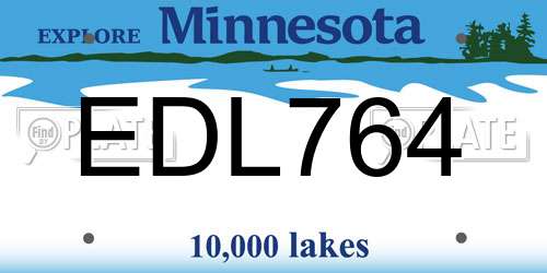 EDL764 Minnesota License Plate