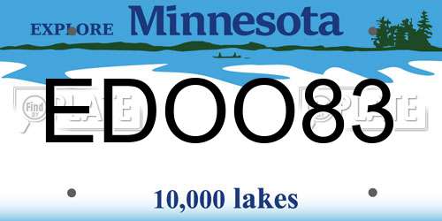 EDOO83 Minnesota License Plate