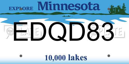 EDQD83 Minnesota License Plate