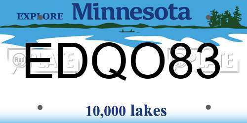 EDQO83 Minnesota License Plate